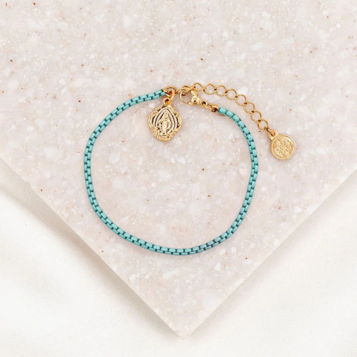 Miraculous Marian Consecration Bracelet - blue &amp; gold tone