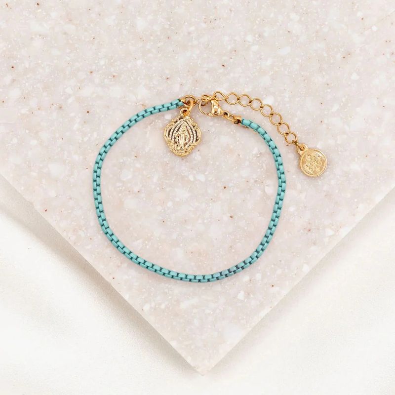 Miraculous Marian Consecration Bracelet - blue &amp; gold tone