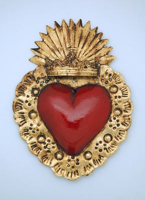 SHJ Mexican Tin Heart, w/ Crown