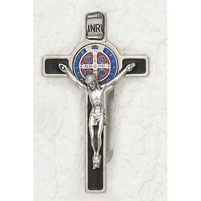 Visor Clip St Benedict Black Enamel Cross