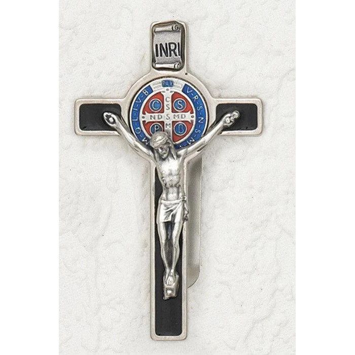 Visor Clip St Benedict Black Enamel Cross