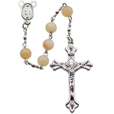 Rosary 5 Decade Yellow Jade Round Bead 6mm