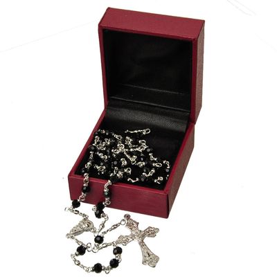Rosary 5 decade Black Crystal 4mm