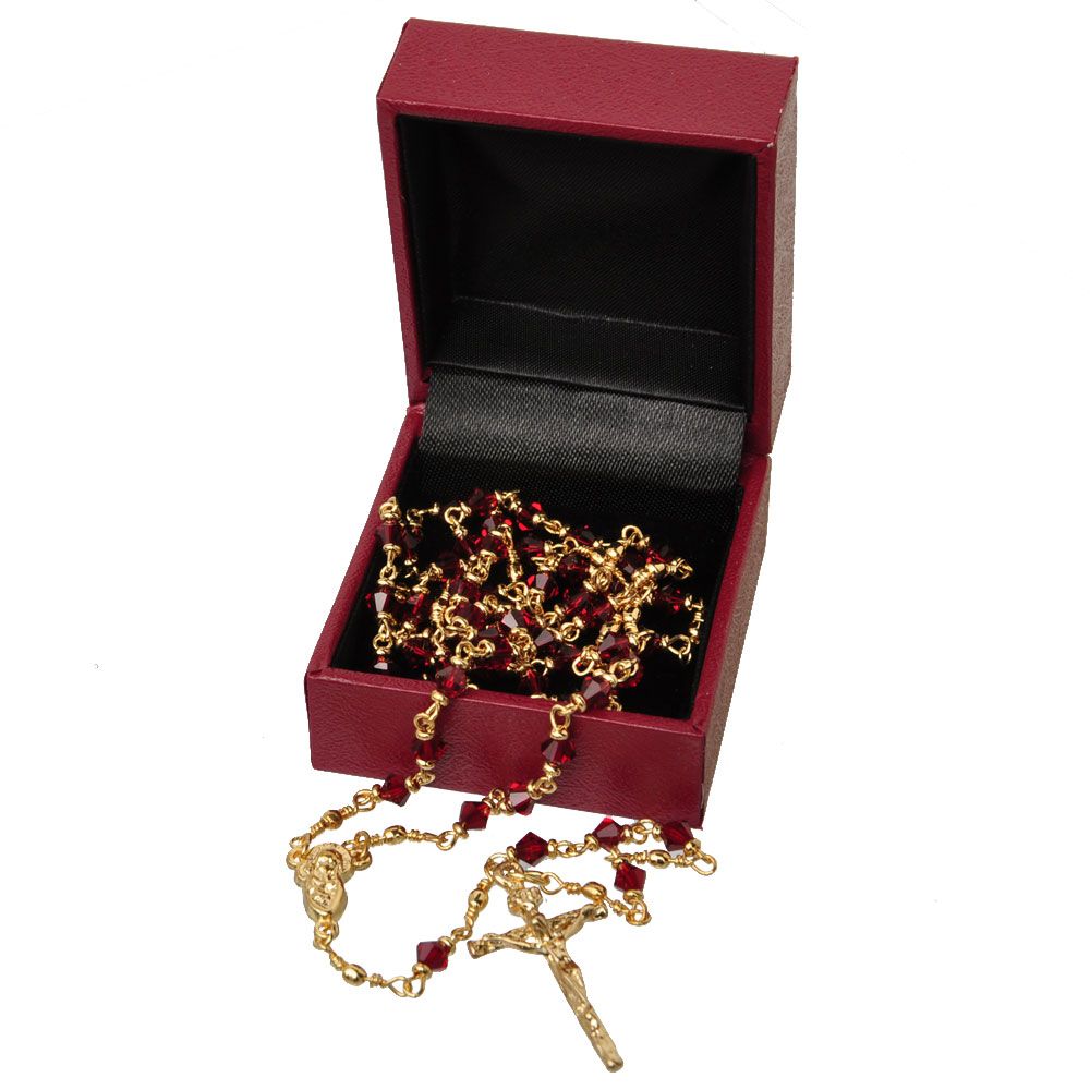 Rosary 5 decade Red Crystal 4mm