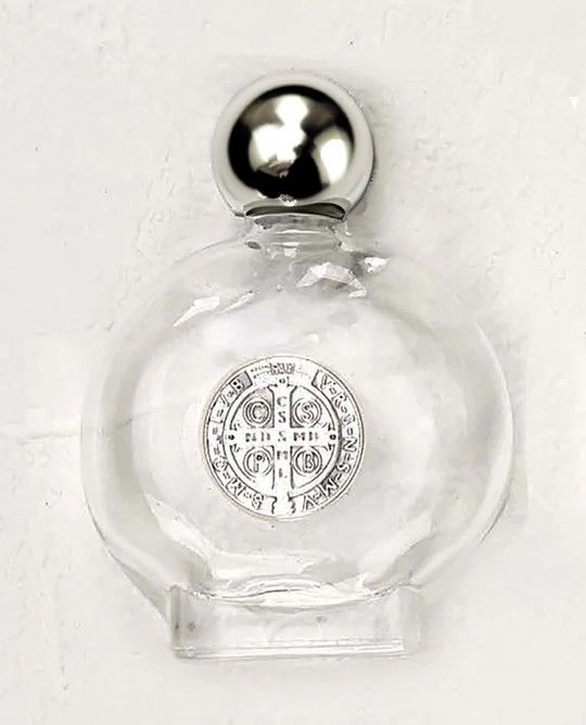 Holy Water Bottle St Benedict glass - 5 oz