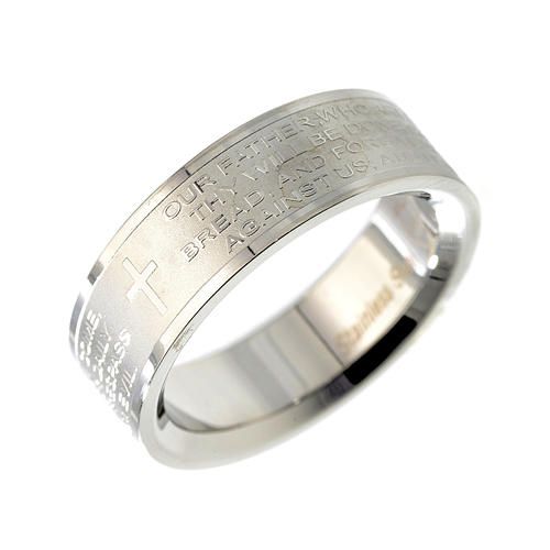 Ring stainless steel &quot;Our Father&quot; (assorted sizes)