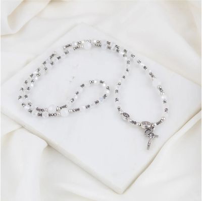 Miracles Rosary Wrap Bracelet - white