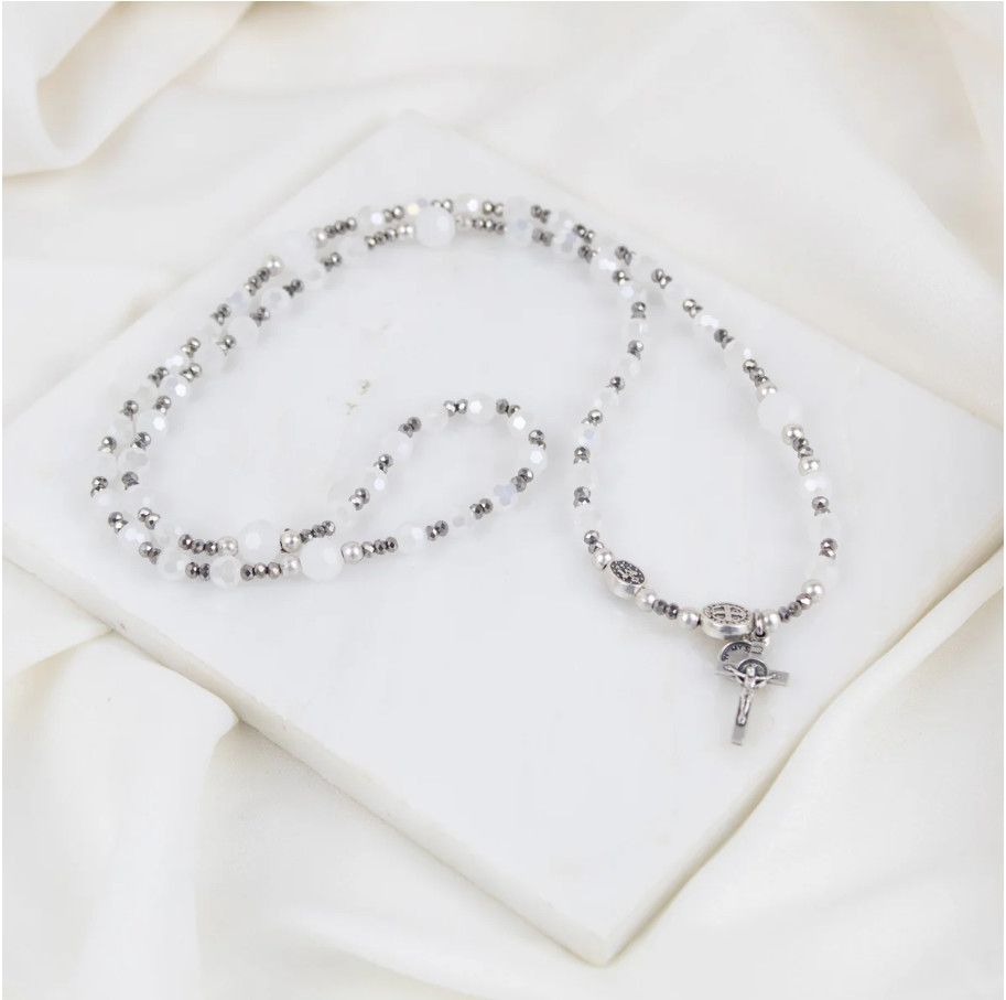 Miracles Rosary Wrap Bracelet - white