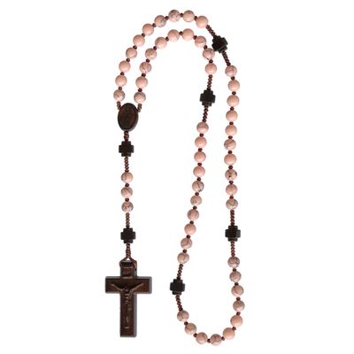 Rosary 5-decade Rhodonite/Jujube Wood 6mm