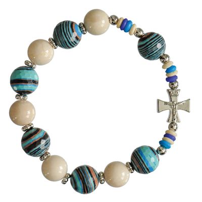 Rosary Bracelet Gemstone Blue 10/12mm