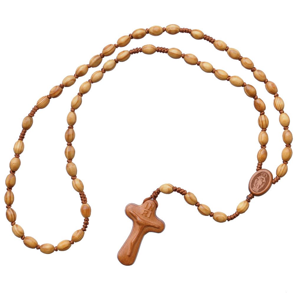 Rosary 5-decade oval pinewood 8mm