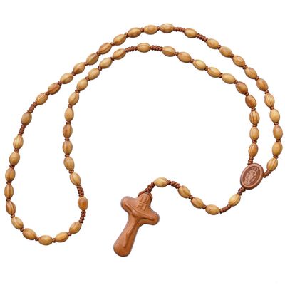 Rosary 5-decade oval pinewood 8mm