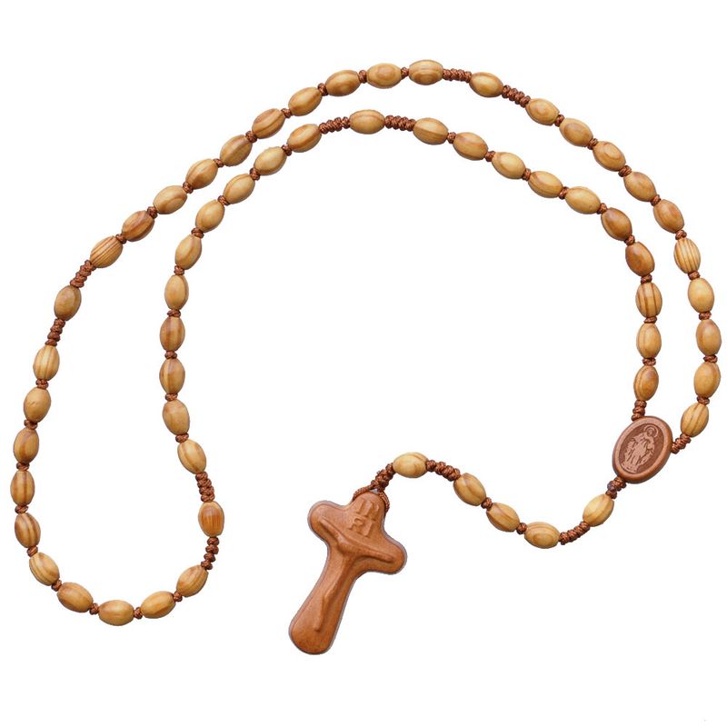 Rosary 5-decade oval pinewood 8mm