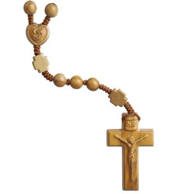 Rosary 5-decade olive wood round light brown 8mm