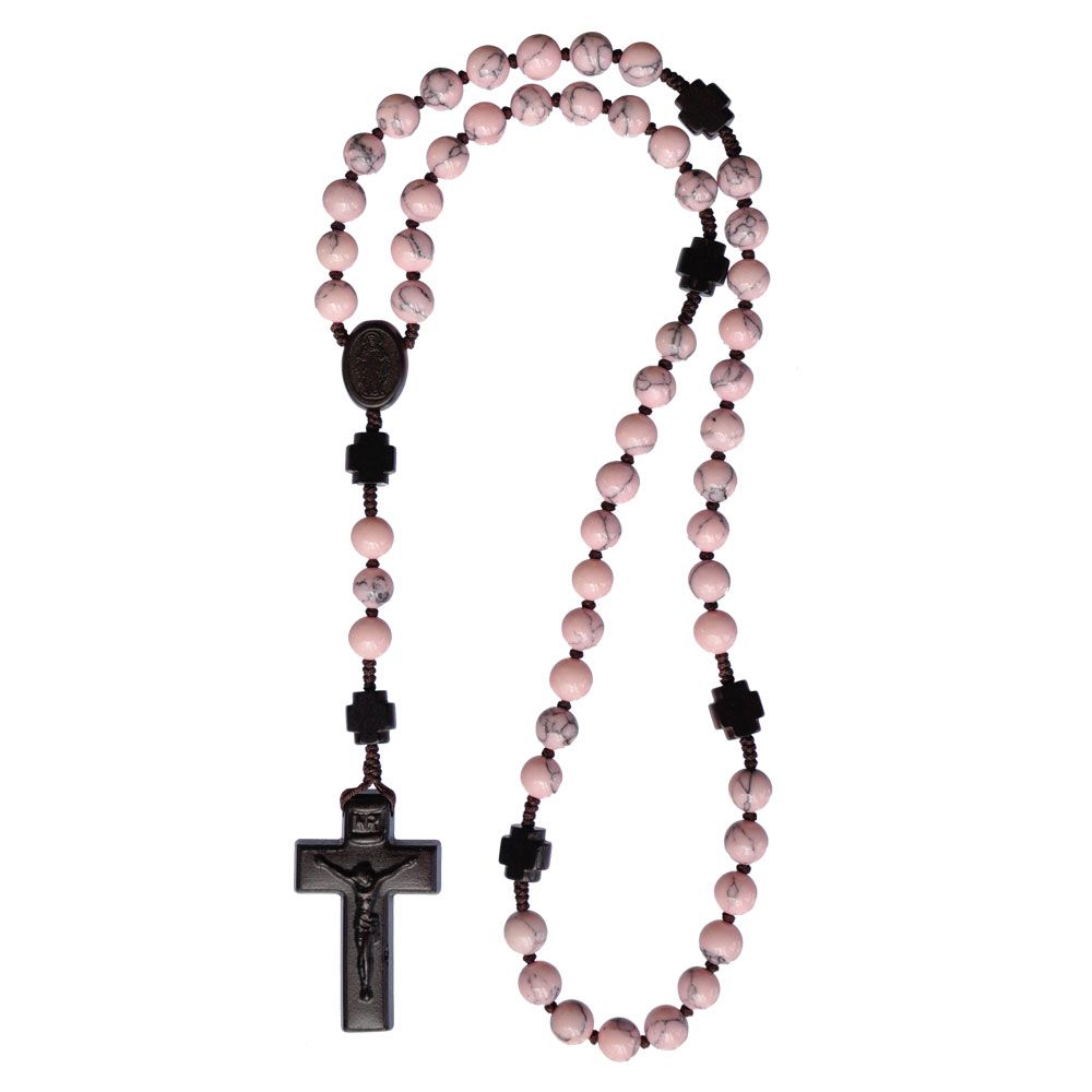 Rosary 5-decade Rhodonite/Jujube Wood 8mm
