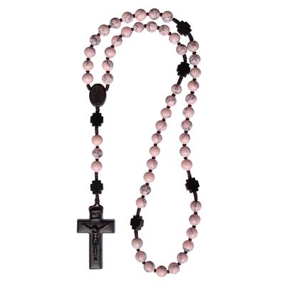 Rosary 5-decade Rhodonite/Jujube Wood 8mm