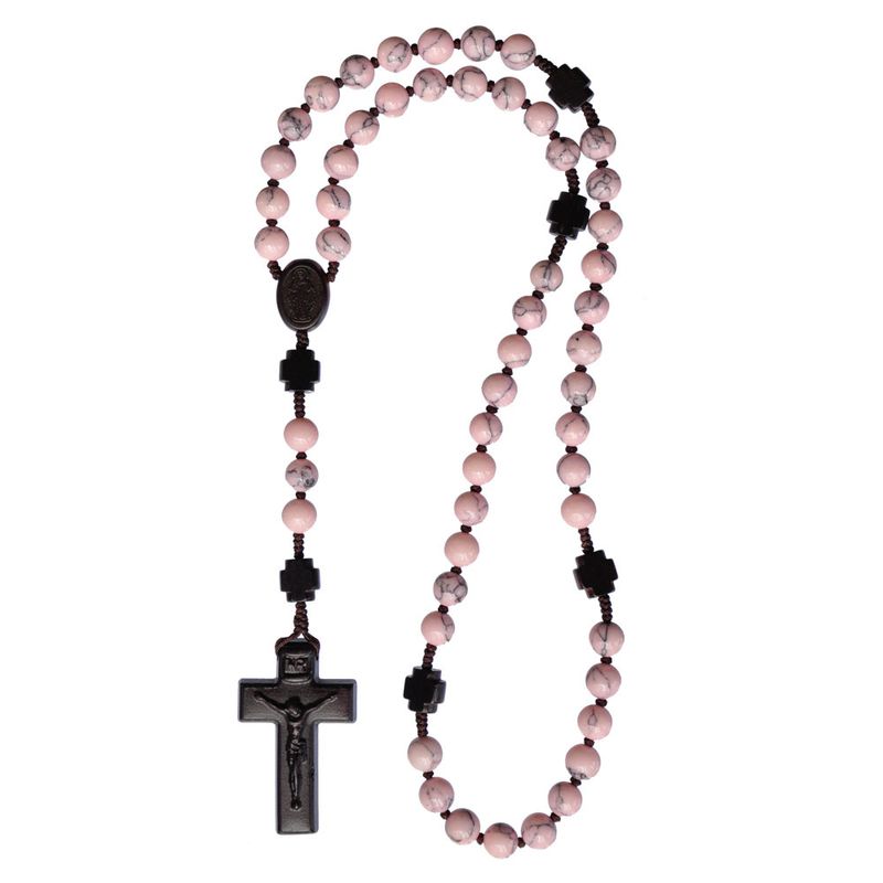 Rosary 5-decade Rhodonite/Jujube Wood 8mm