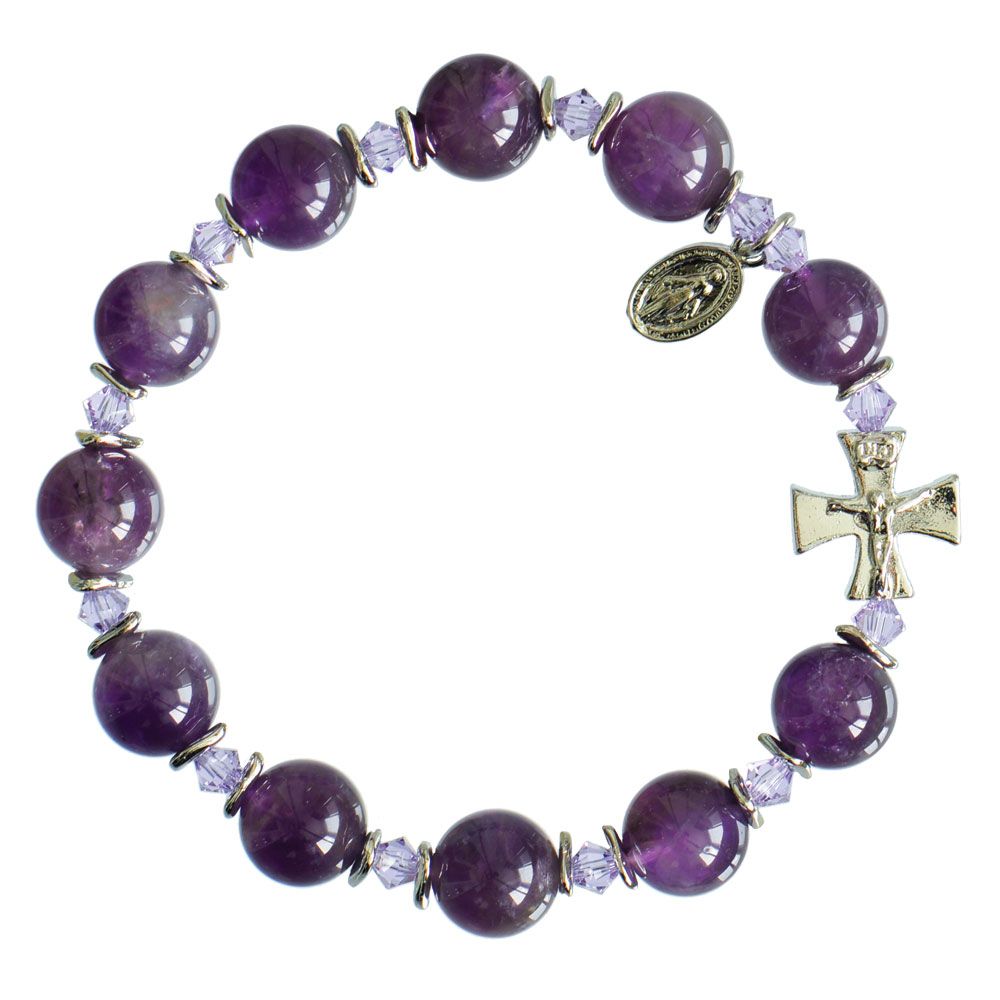 Rosary Bracelet Genuine Amethyst 10mm