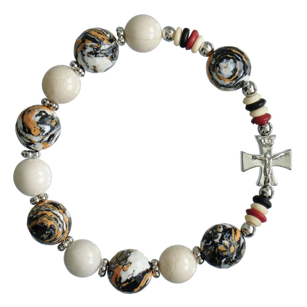 Rosary Bracelet Brown Gemstone stretch 10/12mm
