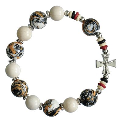 Rosary Bracelet Brown Gemstone stretch 10/12mm