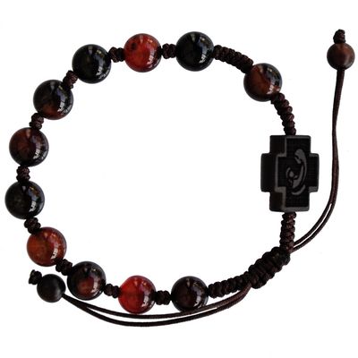 Rosary Bracelet Adjustable Agate &amp; Jujube Wood slip-knot 8mm