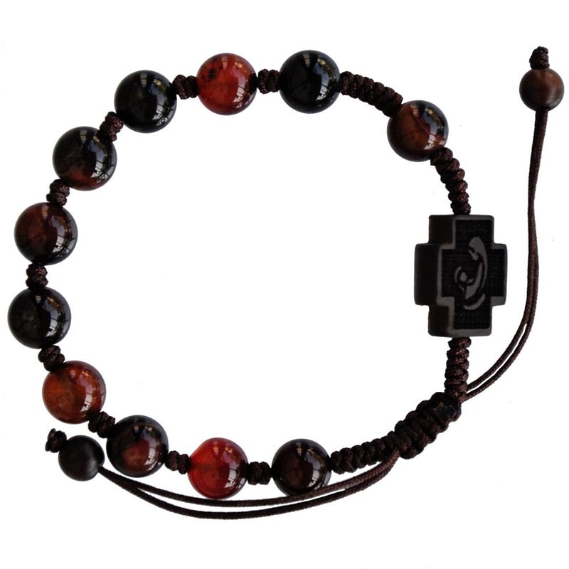 Rosary Bracelet Adjustable Agate &amp; Jujube Wood slip-knot 8mm