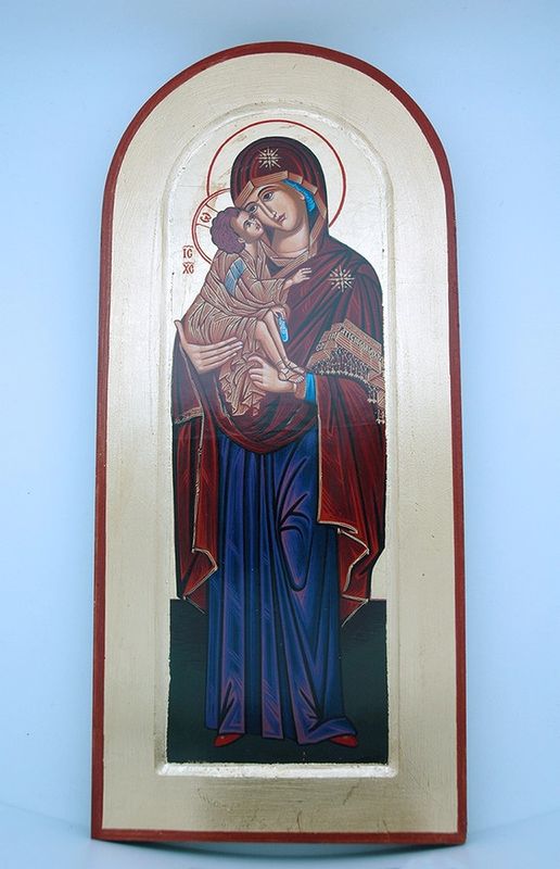 Greek Icon, Madonna &amp; Child 17&quot; x 7.5&quot;