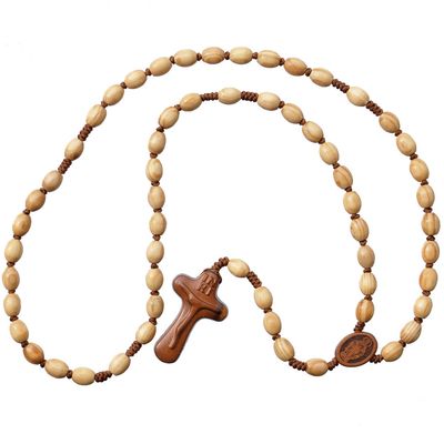 Rosary 5-decade oval pinewood 10mm