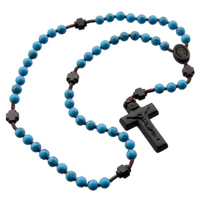 Rosary 5-decade turquoise + jujube wood 6mm