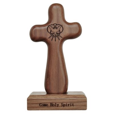 Hand Cross Holy Spirit walnut w/magnetic stand