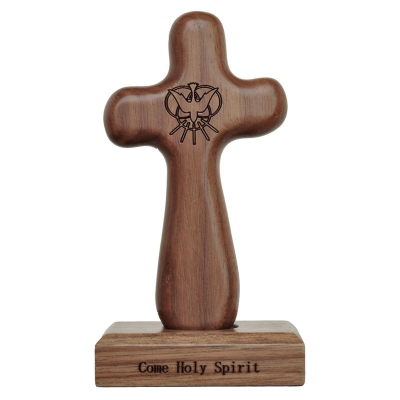 Hand Cross Holy Spirit walnut w/magnetic stand
