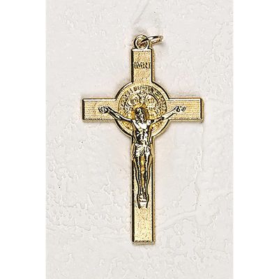Crucifix St Benedict gold tone 1 1/2&quot;