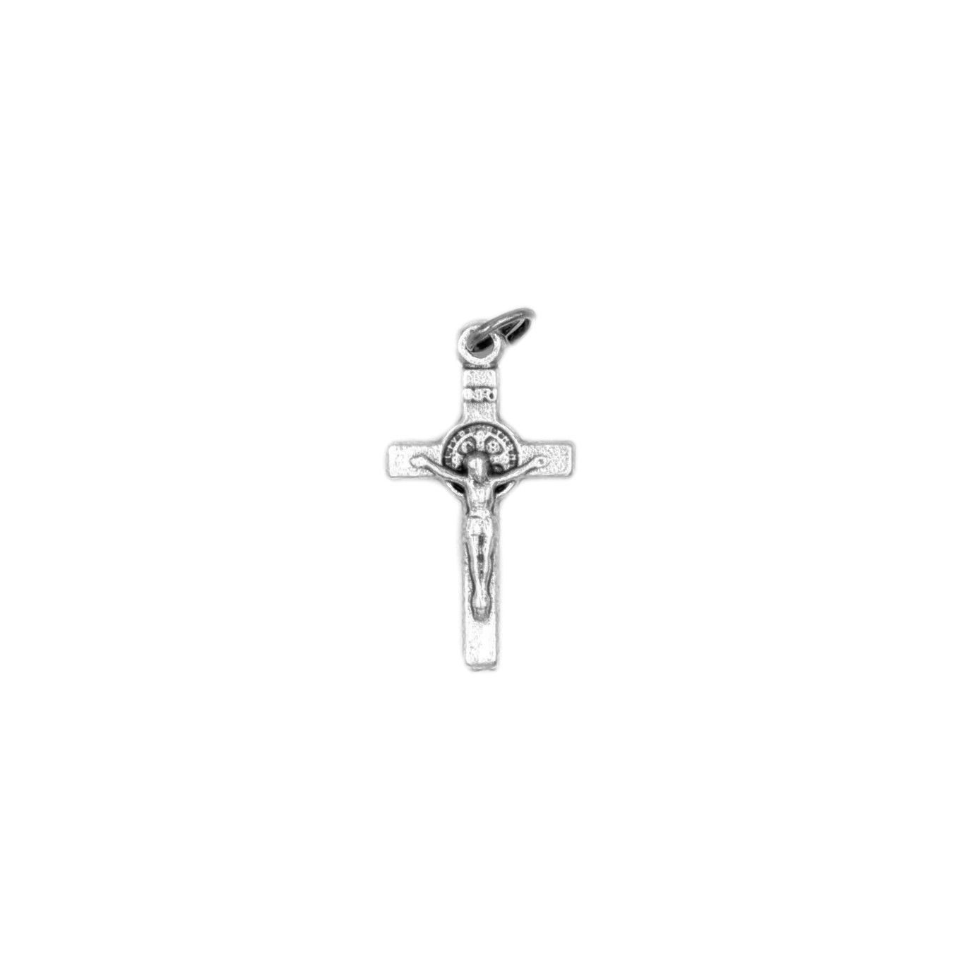 Crucifix St Benedict silver tone 5/8&quot;
