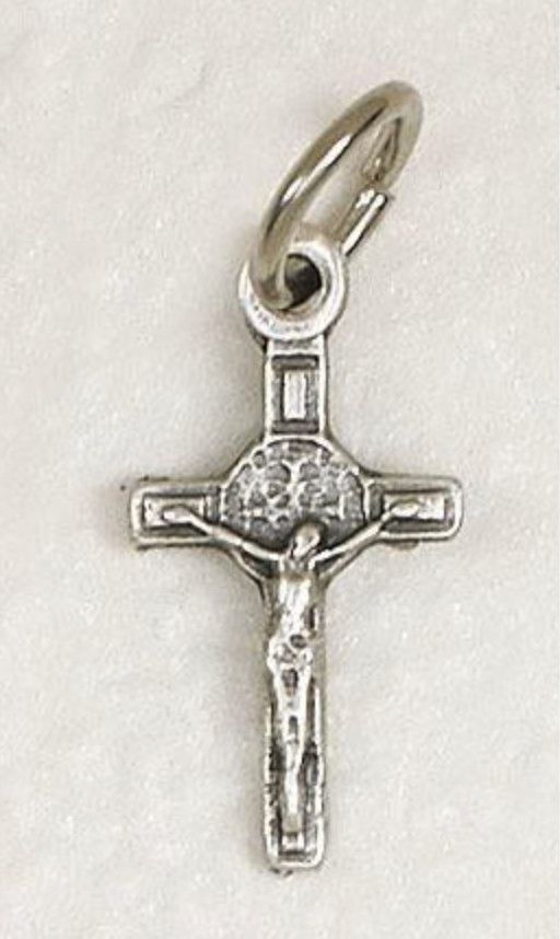 St Benedict Bracelet Cross - silver tone .75&quot;