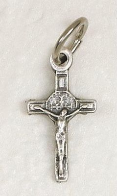 St Benedict Bracelet Cross - silver tone .75&quot;