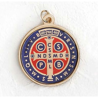 Medal St Benedict gold +red &amp; blue foil 1&quot;