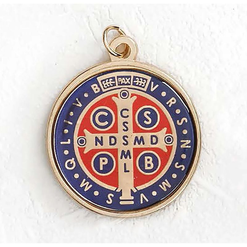 Medal St Benedict gold +red &amp; blue foil 1&quot;