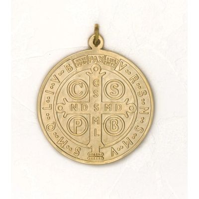 Medal St Benedict gold tone 2&quot;