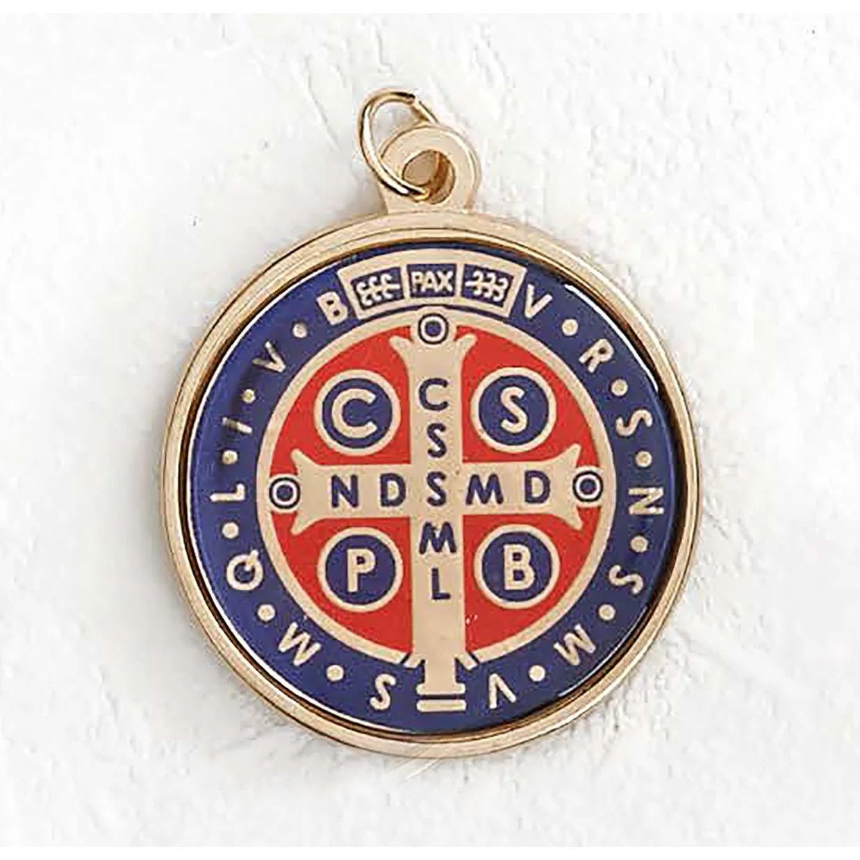 Medal St Benedict gold/foil blue &amp; red 1.5&quot;