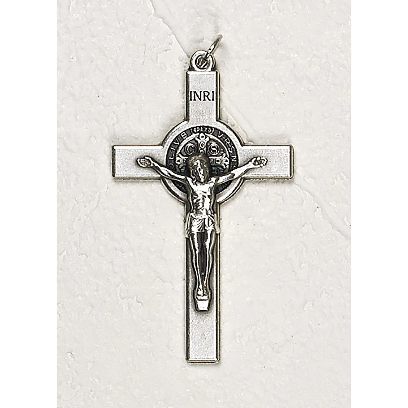 Crucifix St Benedict silver tone 1.5&quot;