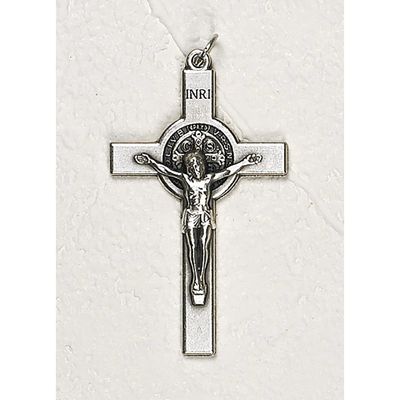 Crucifix St Benedict silver tone 1.5&quot;