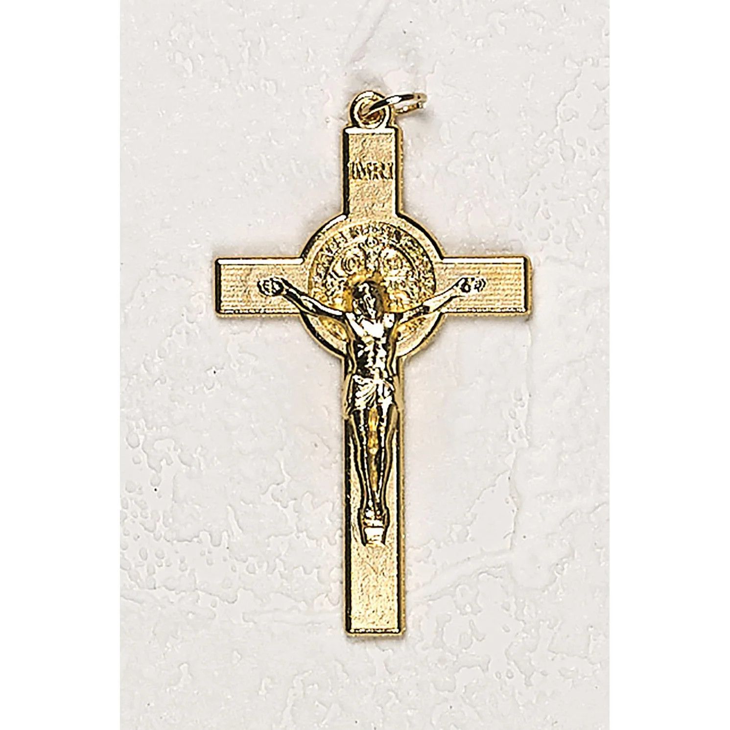 Crucifix St Benedict gold tone 2&quot;