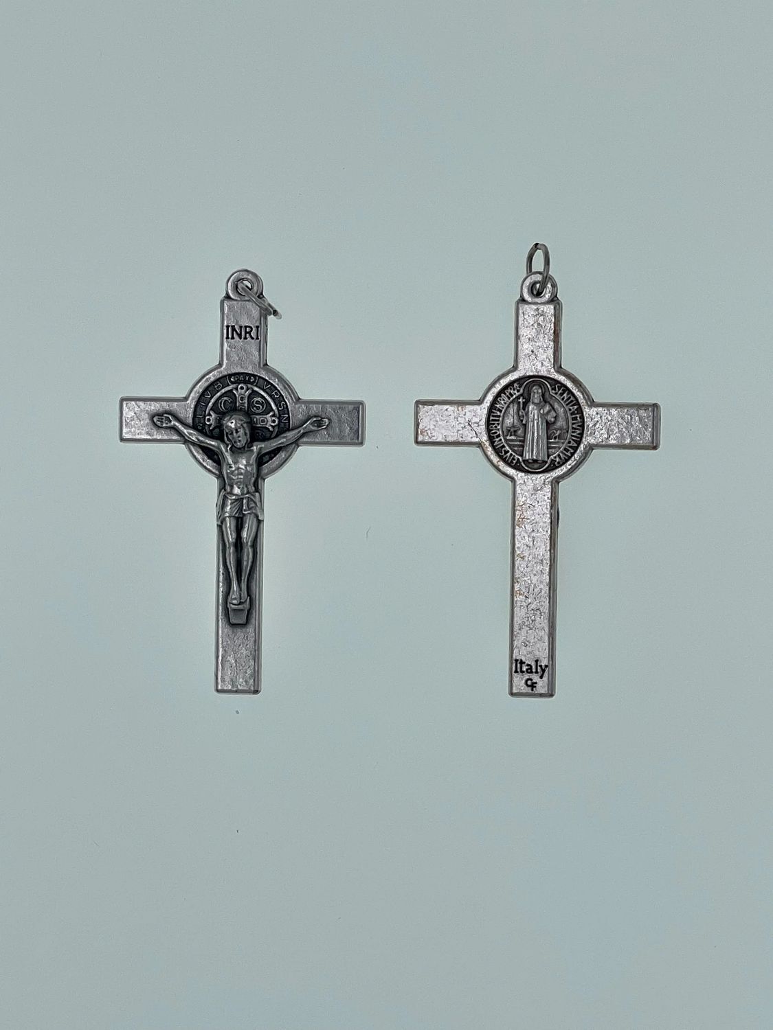 Crucifix St Benedict silver tone 2&quot;