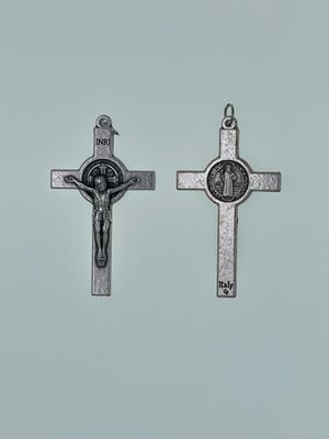 Crucifix St Benedict silver tone 2&quot;