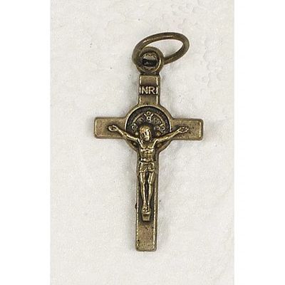 St Benedict Bracelet Crucifix 5/8&quot; bronze tone
