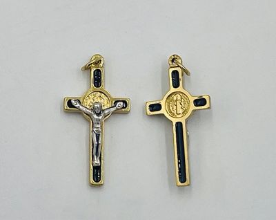 Crucifix St Benedict black/gold 1&quot;