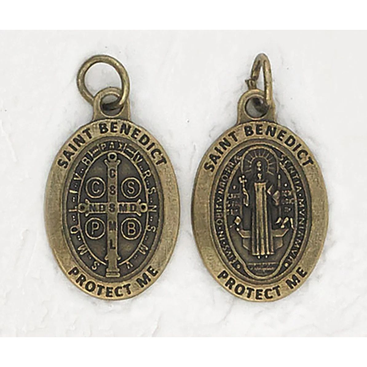 Medal St Benedict &quot;Protect Me&quot; oval brass 3/4&quot;