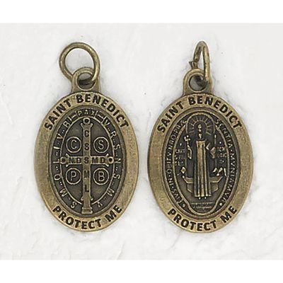 Medal St Benedict &quot;Protect Me&quot; oval brass 3/4&quot;