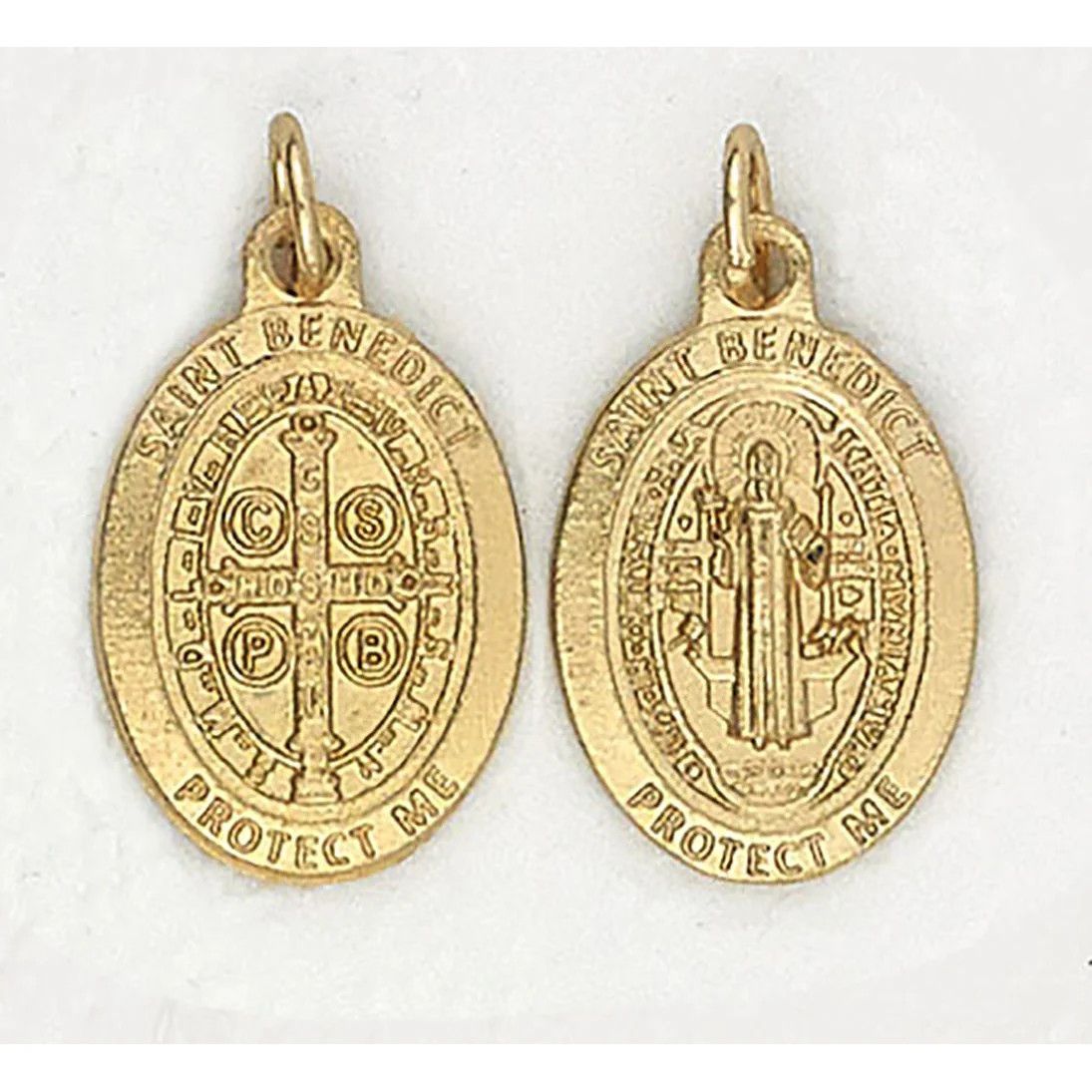 Medal St Benedict &quot;Protect Me&quot; oval gold 3/4&quot;