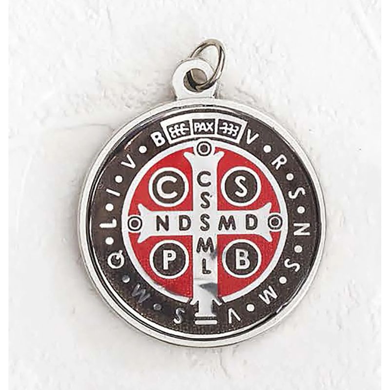 St Benedict Medal 1.5&quot; foil black/red silver tone